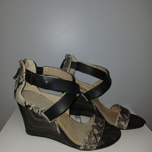 Black and Brown Wedge Sandals